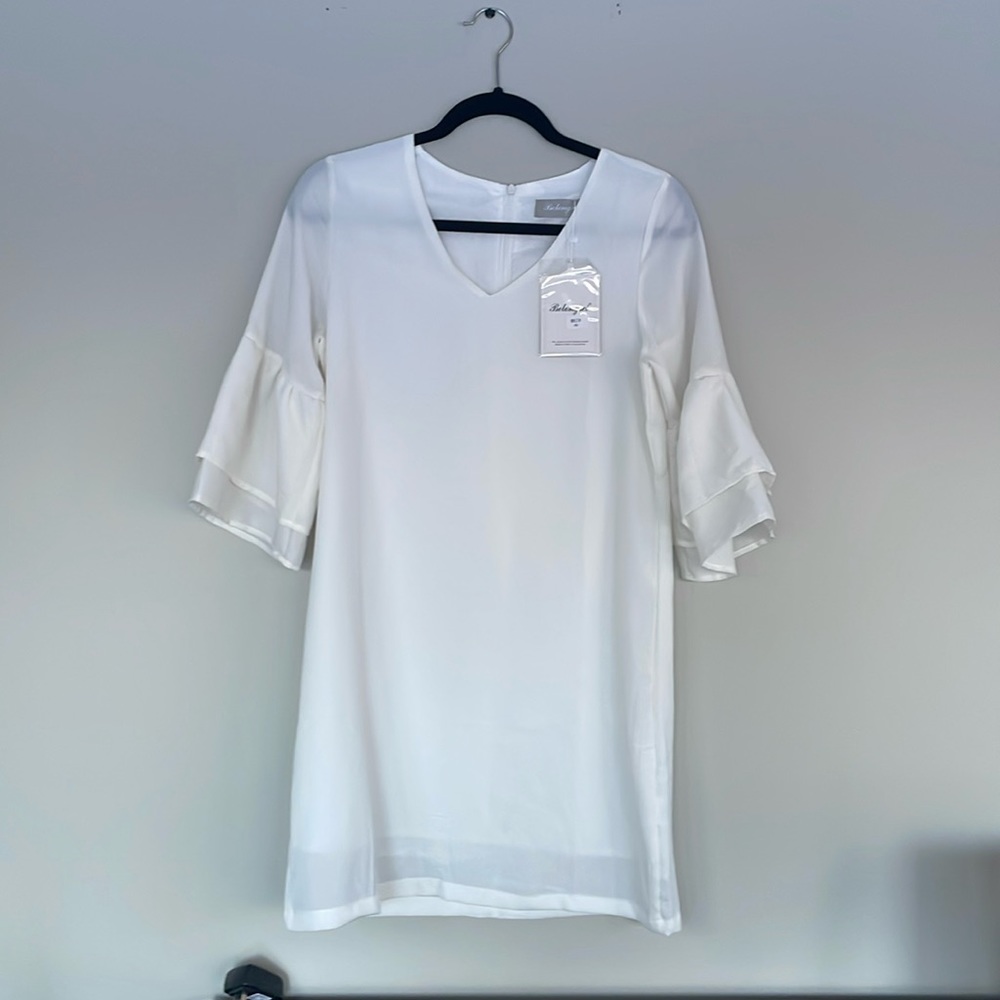 NWT, white, semi sheer dress, S